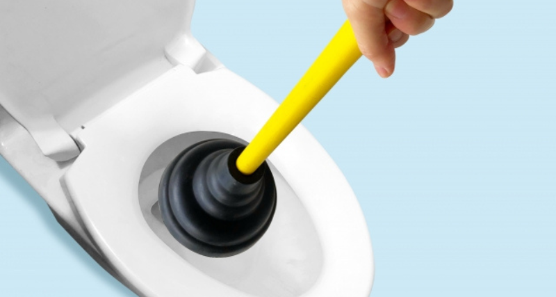 トイレの排水口にスッポンを密着させて使っている様子