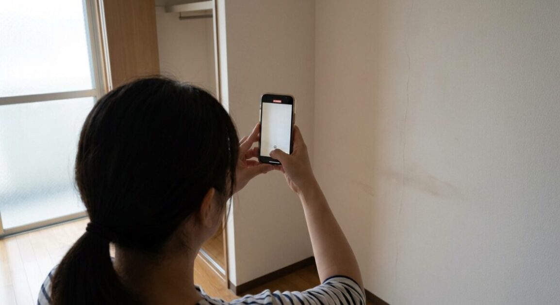 スマホで壁紙を撮影している様子（記録のイメージ）