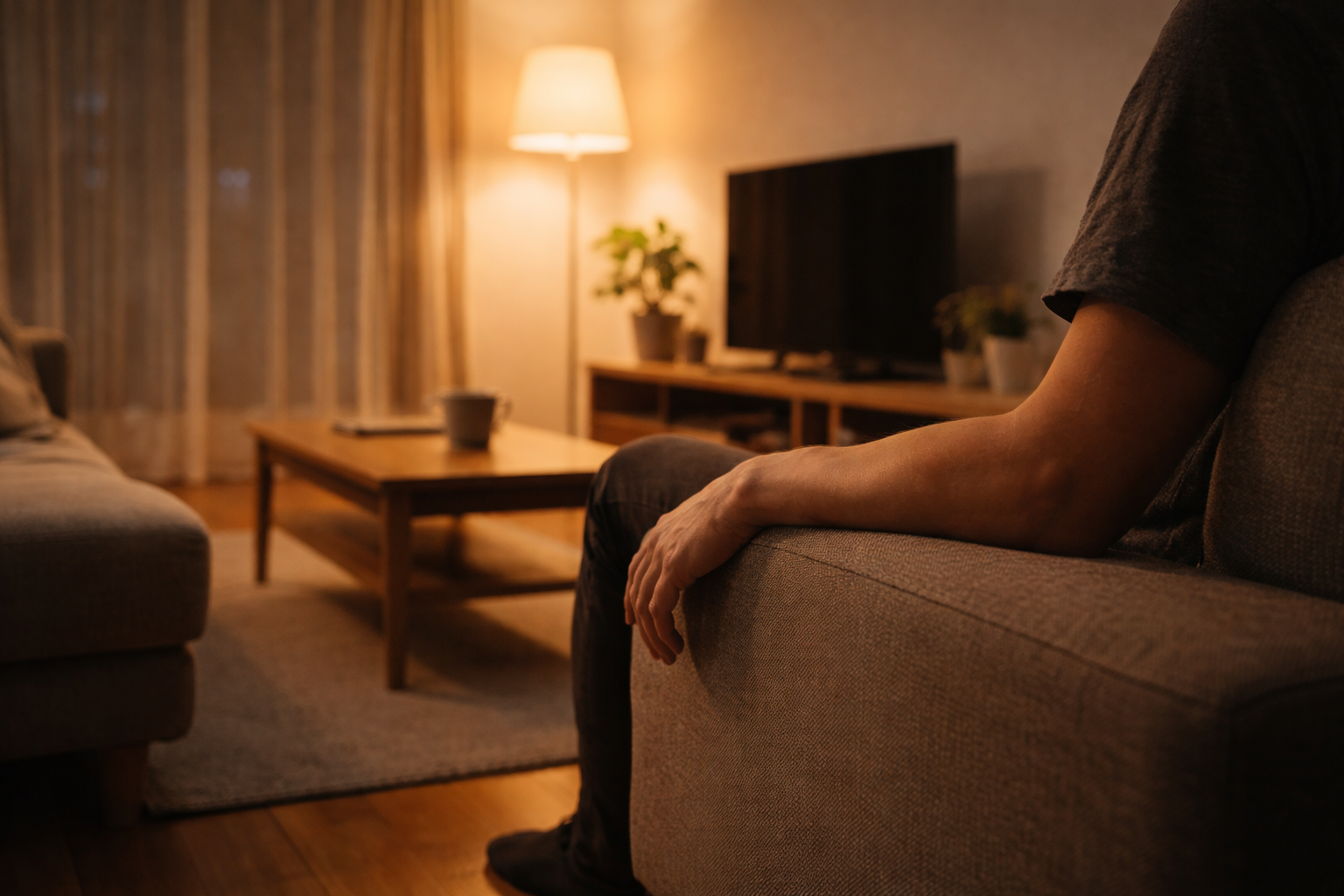 テレビもつけず、静まったリビングで過ごす夕方の時間