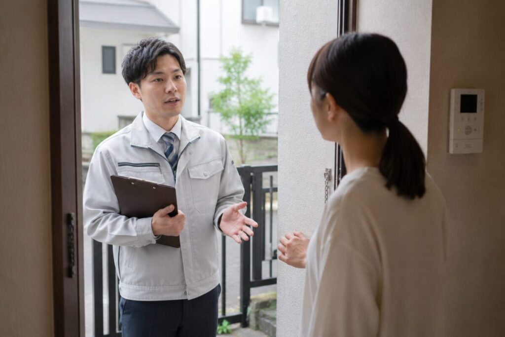 玄関先での会話